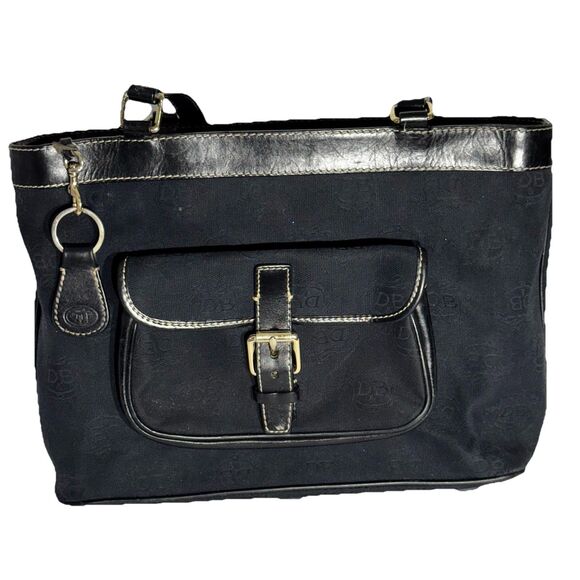 Dooney & Bourke Signature Black Shoulder Handbag Purse Tote - Picture 1 of 16